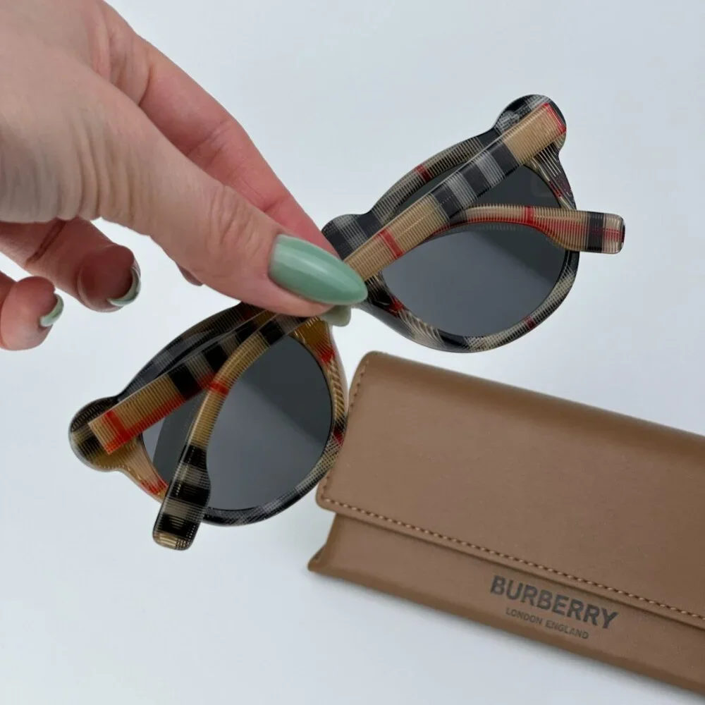 Burberry JB4355 KIDS 377887 BRAND NEW Sunglasses Vintage Check Grey Round Unisex